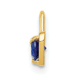14K Gold September Birthstone Heart Charm with Blue Synthetic Gem